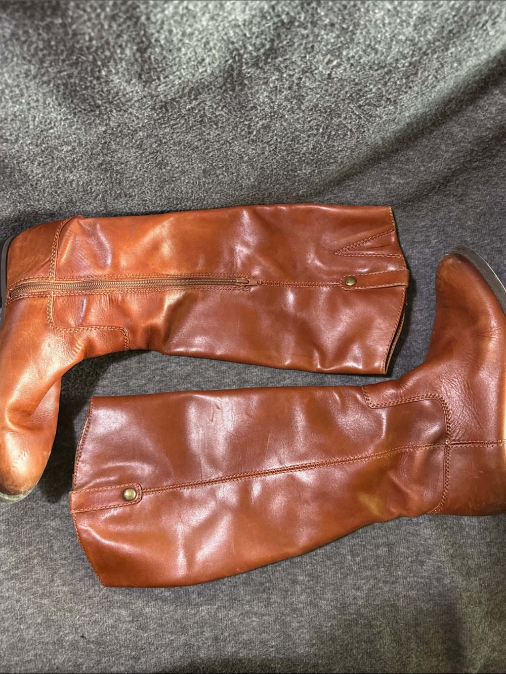 Women's Leather Mid-Calf Riding Boots in Chestnut Brown 7.5